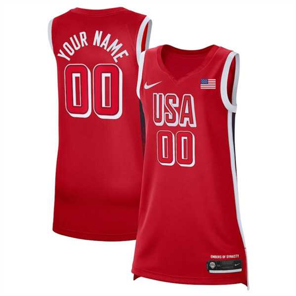 Womens USA Basketball ACTIVE PLAYER Custom Red 2024 Swingman Stitched Jersey